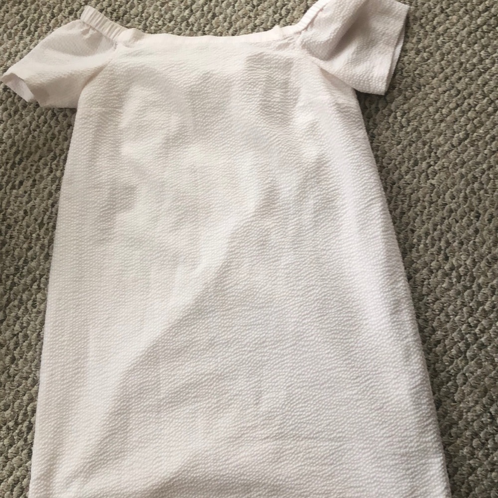Seersucker off the shoulder dress